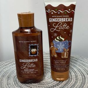 BBW Gingerbread Latte Body Cream and Body Wash Set of 2 NWT